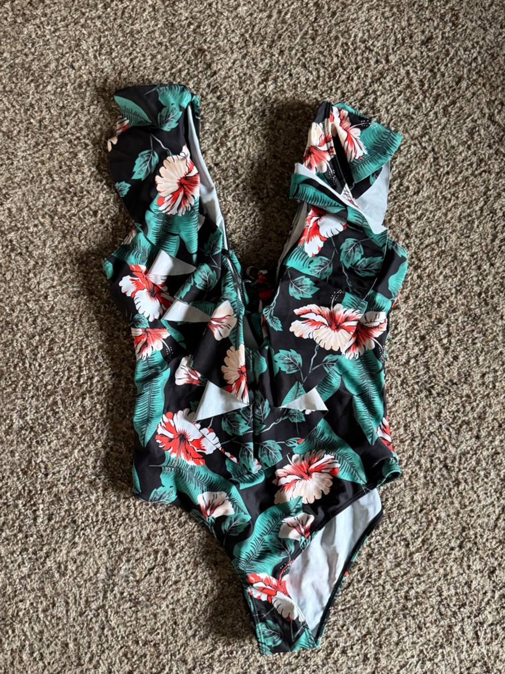 Tropical Ruffle One-Piece Swimsuit - Size Large - Picture 5 of 5